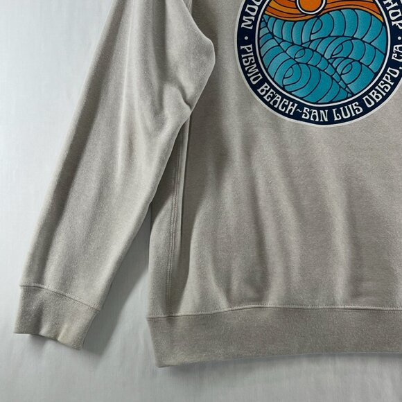 Moondoggies Beach Club Line Up Hoodie Mens M Pullover Fleece Graphic Print Beige - Picture 7 of 11